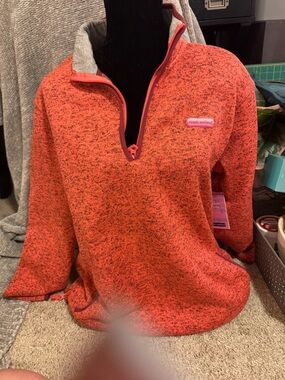 Simply Southern Red Coral Heathered Quarter-Zip Pullover